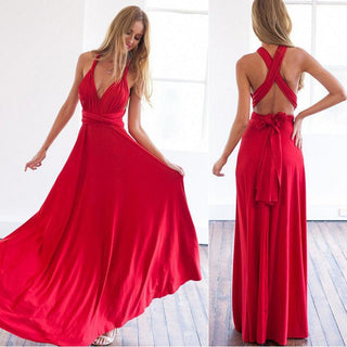 way Wrap Convertible Boho Maxi Club Red Dress Bandage Long Party Bridesmaids Infinity Robe Longue Femme - Ishaanya